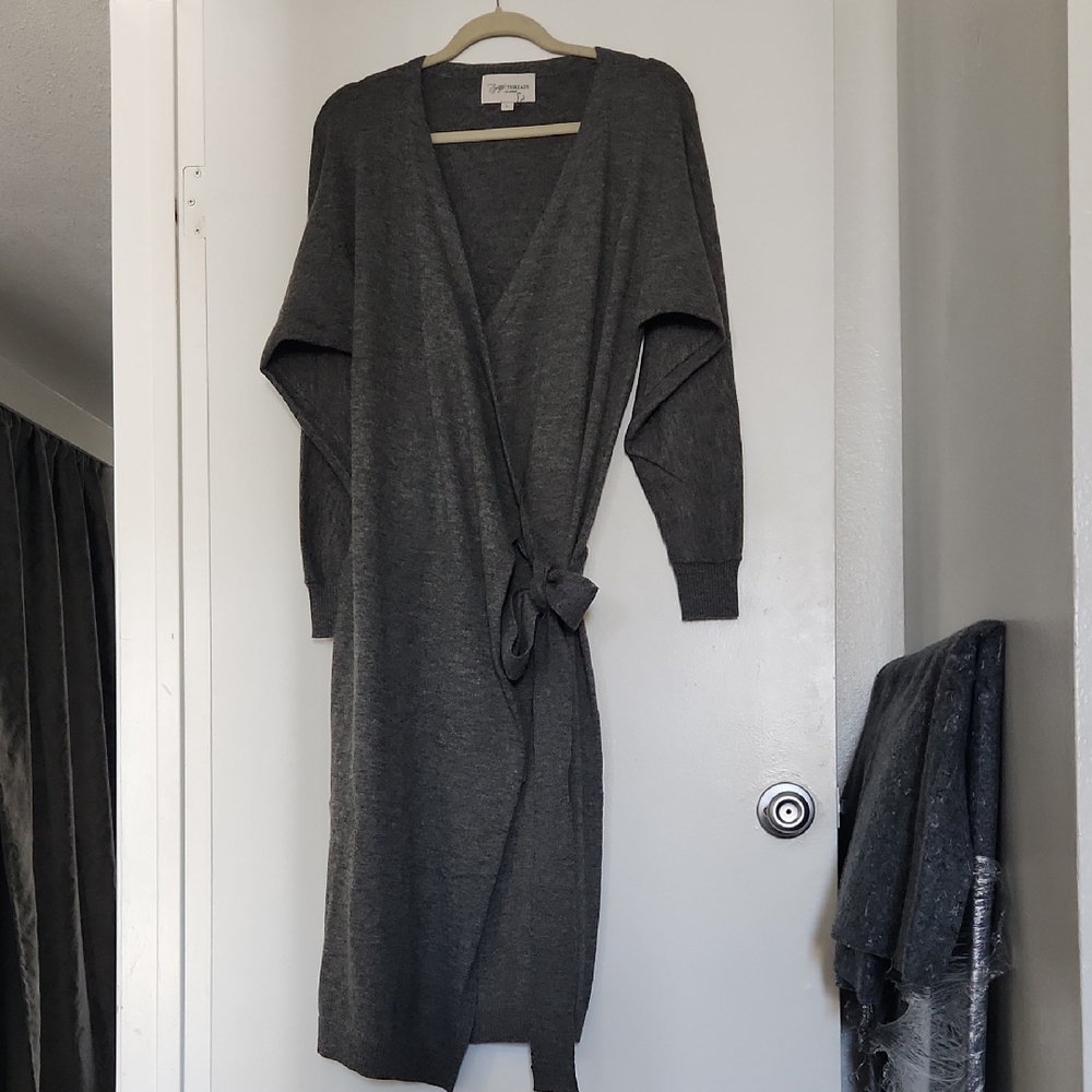 Charcoal Knit Sweater/duster NWOT